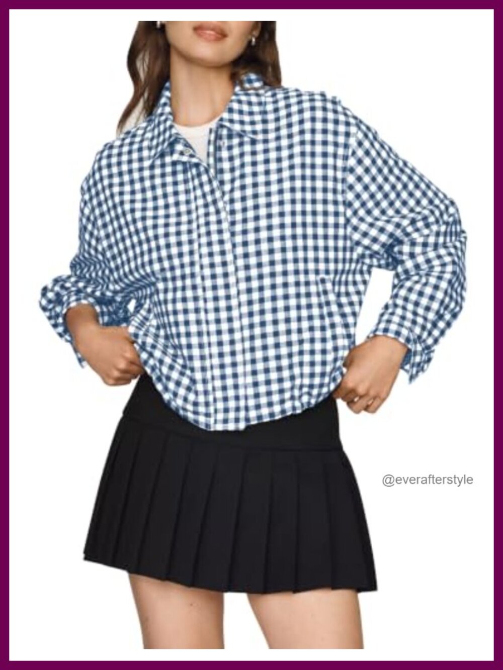 Oversized Gingham Zip Up Jacket Batwing Sleeve Plaid Casual Coat Spring Fall